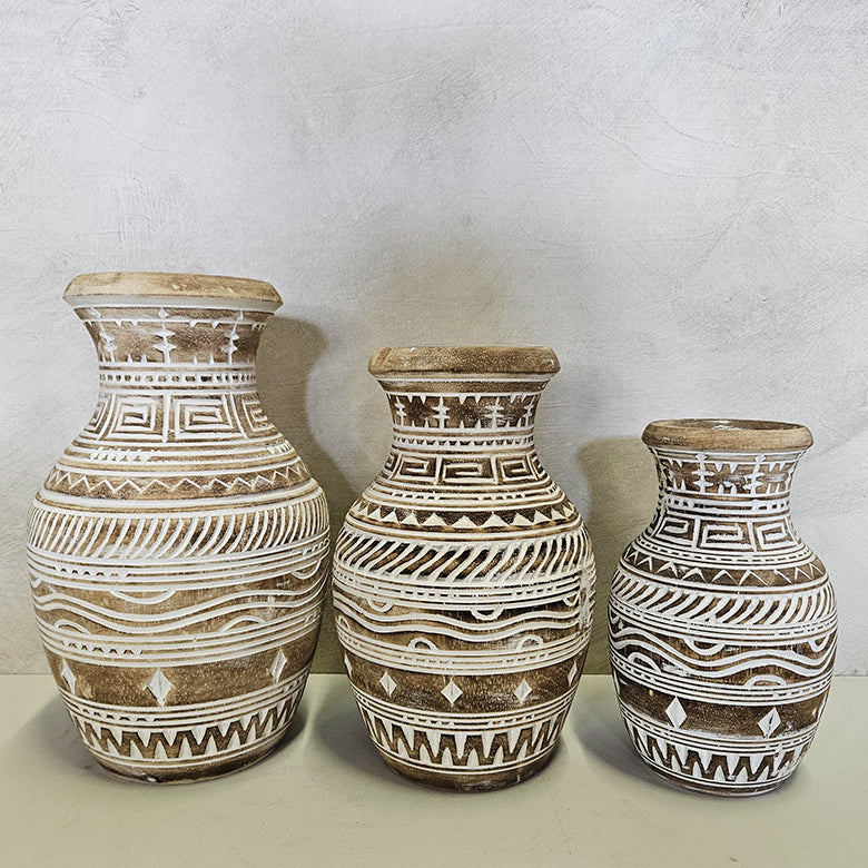 Houten Vazen - whitewash finishing