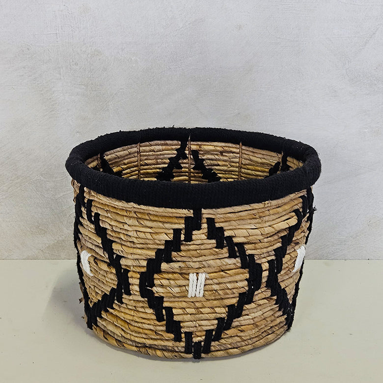 Mand bananenblad laag - zwart/wit