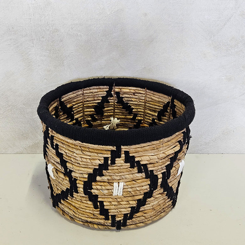 Mand bananenblad laag - zwart/wit