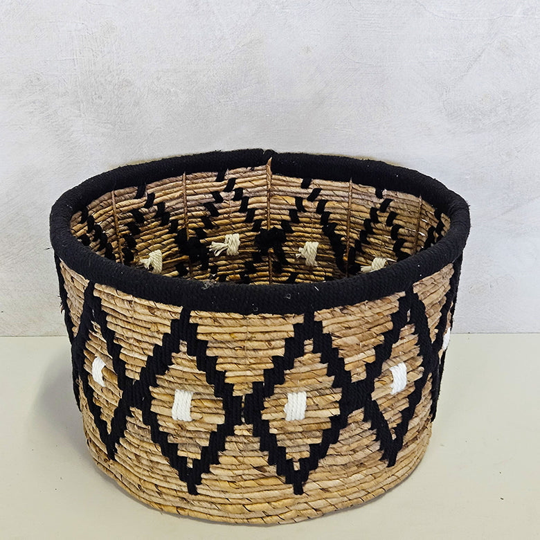 Mand bananenblad laag - zwart/wit