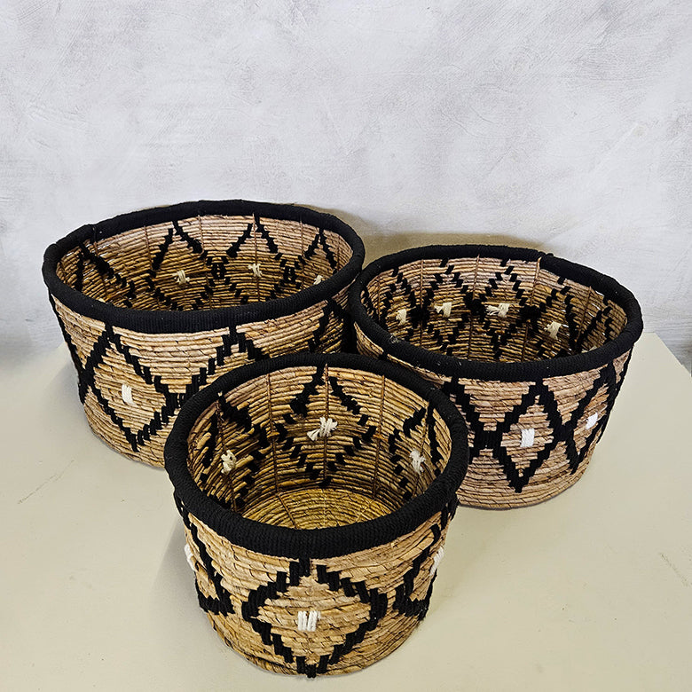Mand bananenblad laag - zwart/wit