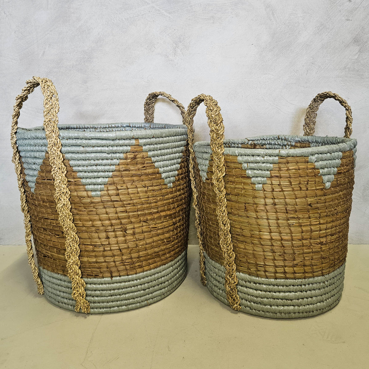 Mand met hengsels - naturel/petrol | Nusa Living